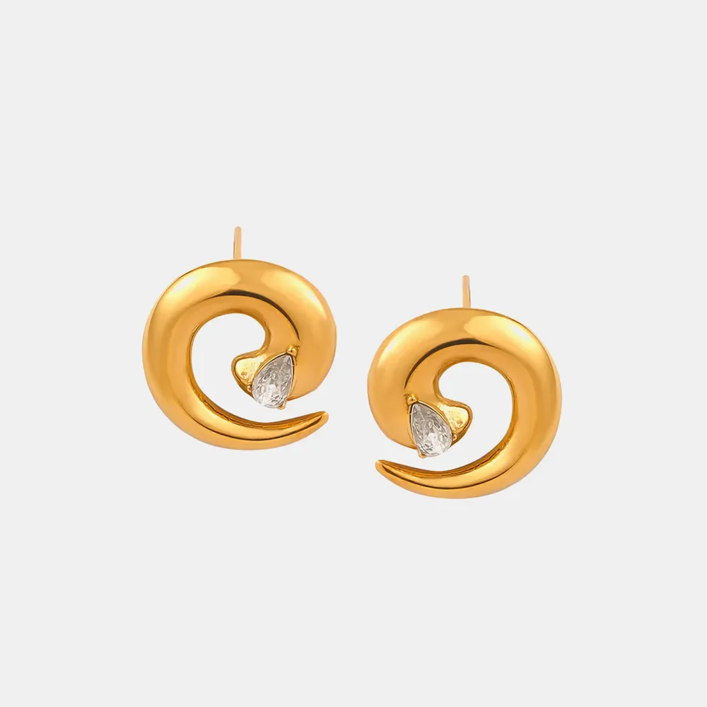 Titanium Steel Zircon Spiral Shape Earrings - Image 2