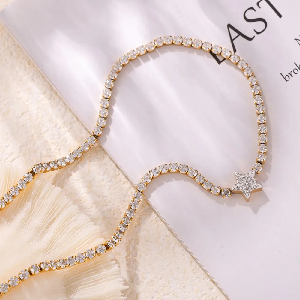 Titanium Steel Zircon Star Necklace - Image 4