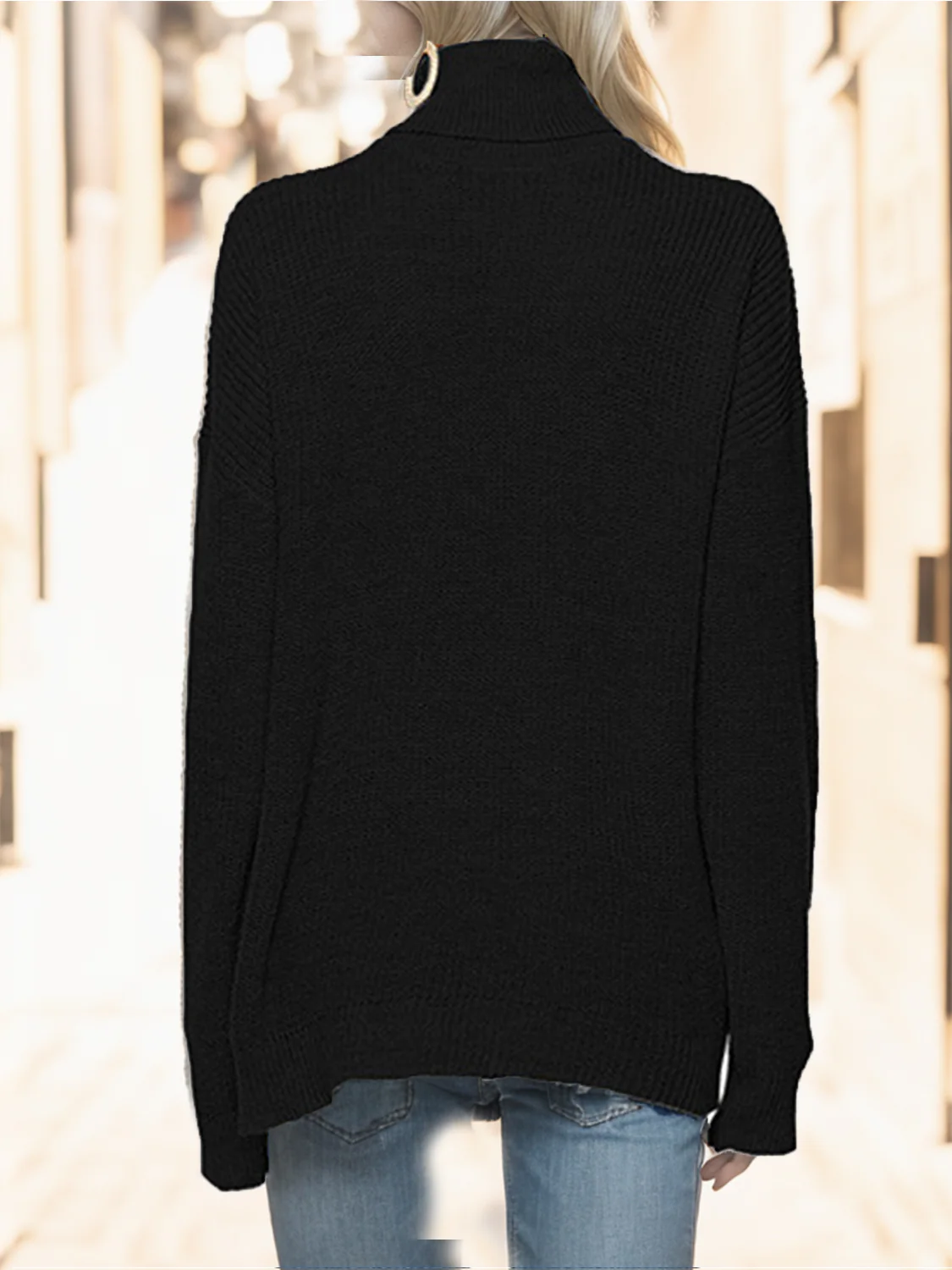 Turtleneck Drop Shoulder Long Sleeve Sweater - Image 9