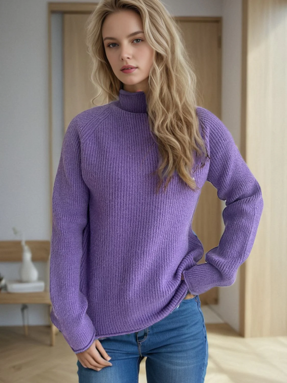 Turtleneck Long Sleeve Sweater - Image 3