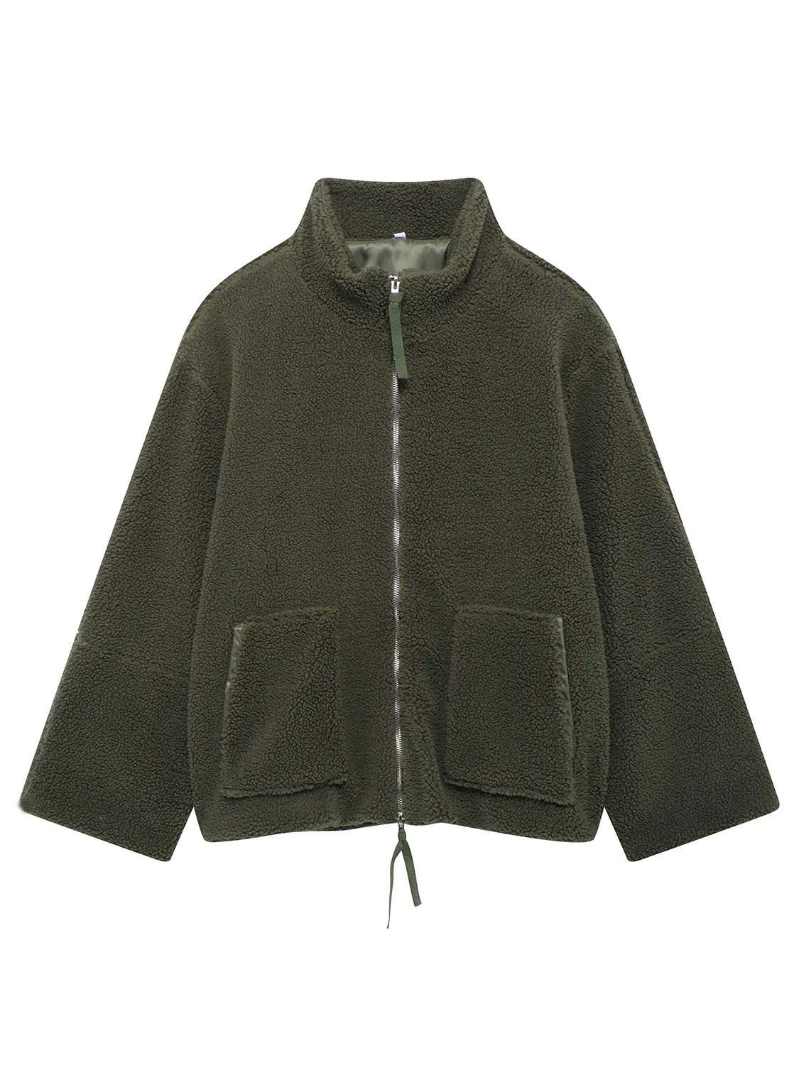 Turtleneck Zip Up Long Sleeve Plush Jacket - Image 4