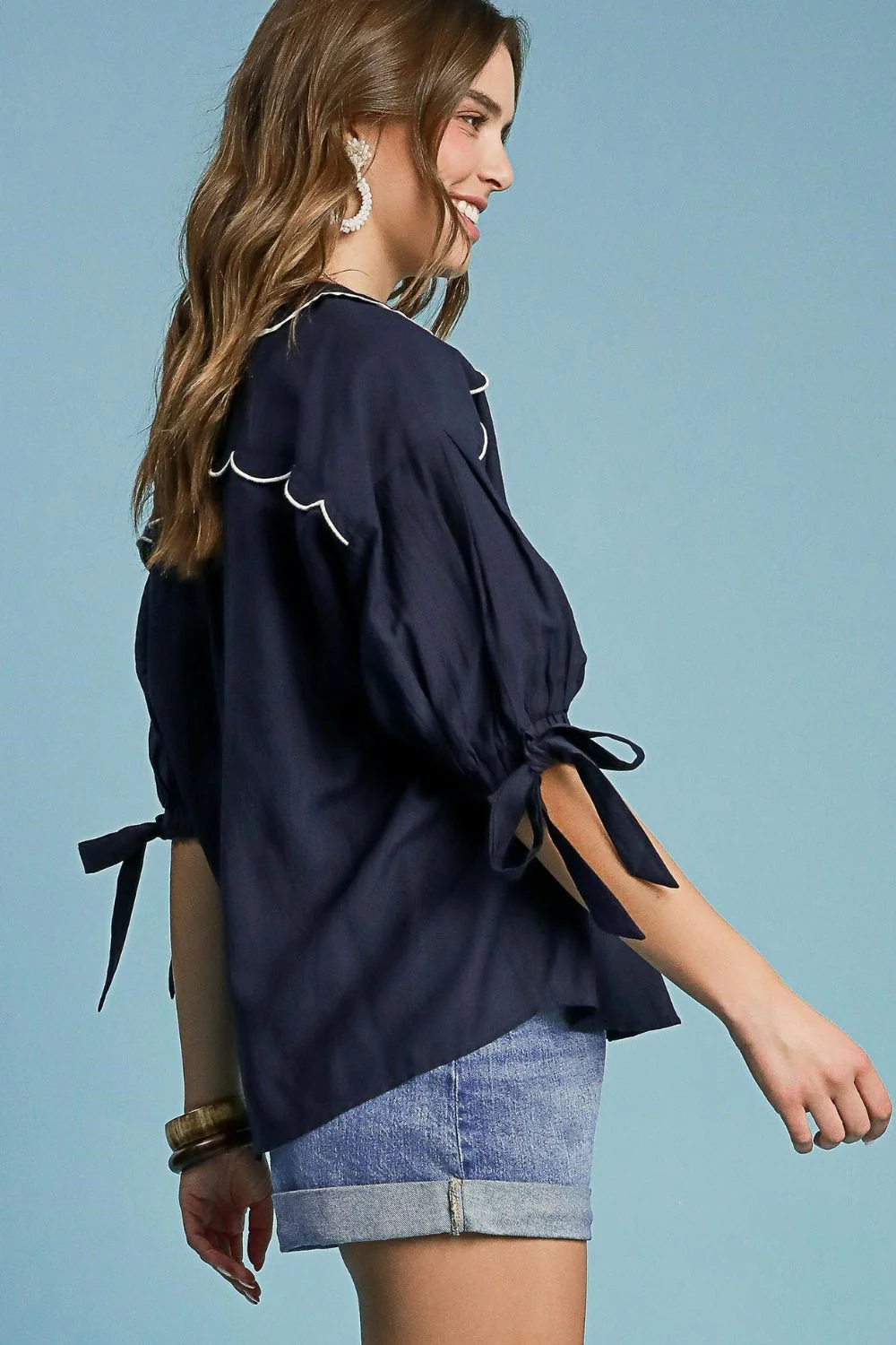 Umgee Full Size Embroidered Detail Button Down Shirt Plus Size - Image 2