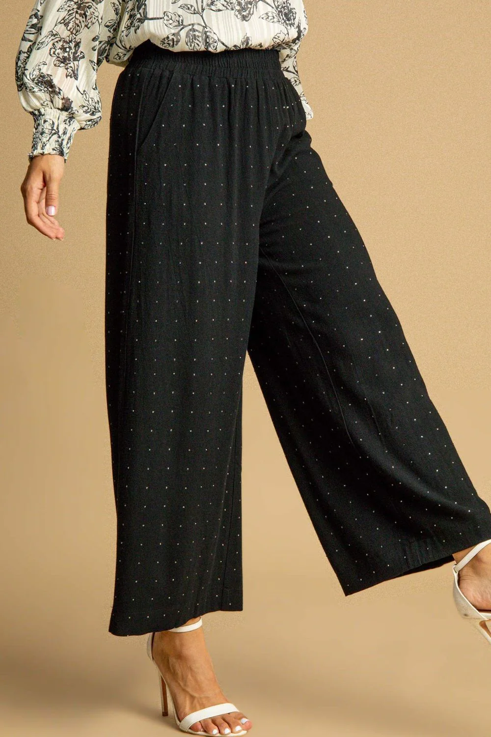 Umgee Full Size High Waisted Embellished Linen Pants Plus Size - Image 2
