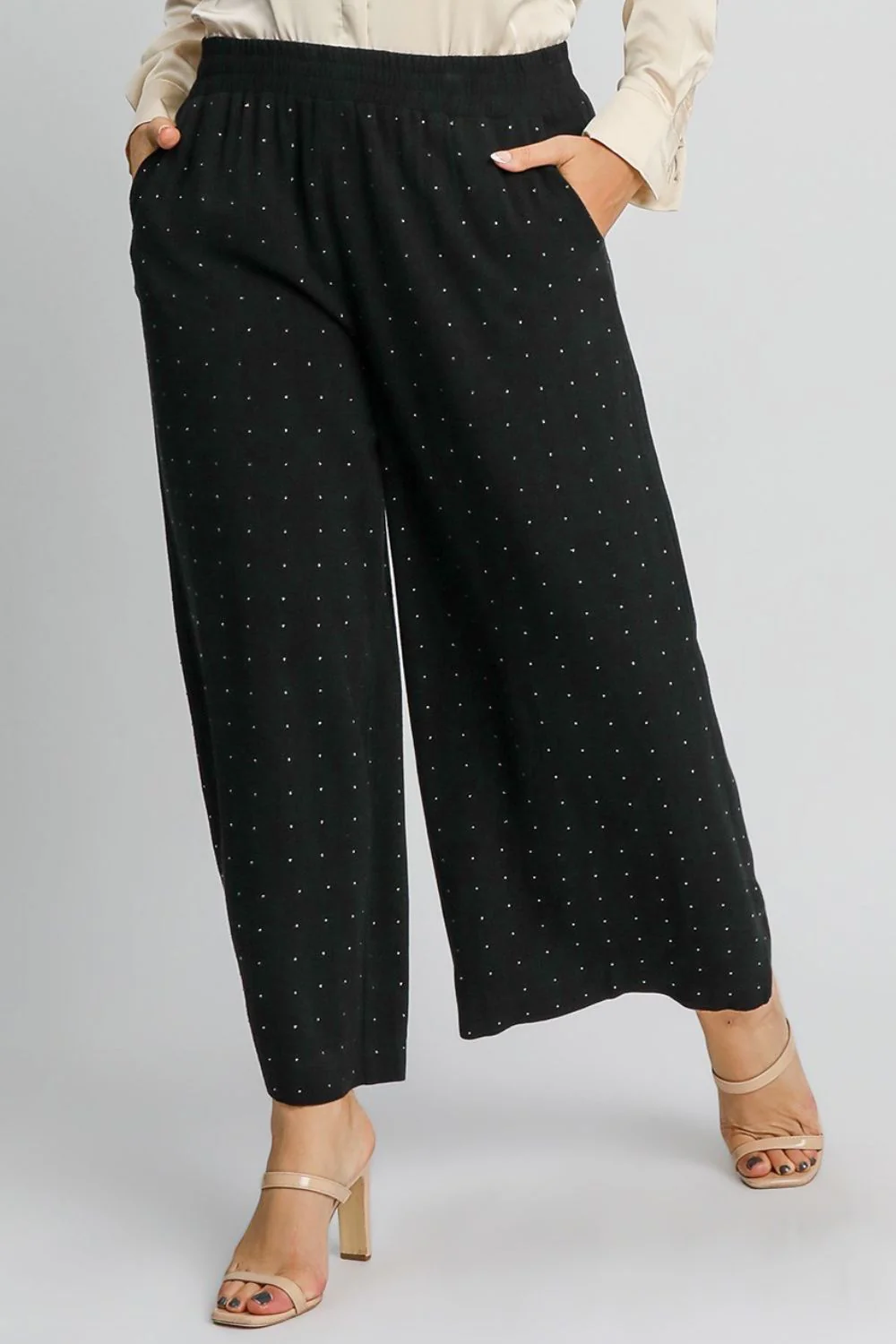 Umgee Full Size High Waisted Embellished Linen Pants Plus Size - Image 4