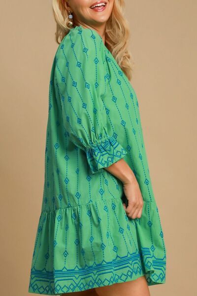 Umgee Full Size Tassel Embroidered Flounce Sleeve Mini Dress Plus Size - Image 5