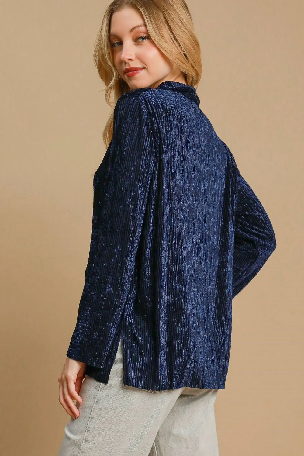 Umgee Side Slit Texture Button Up Shirt - Image 2