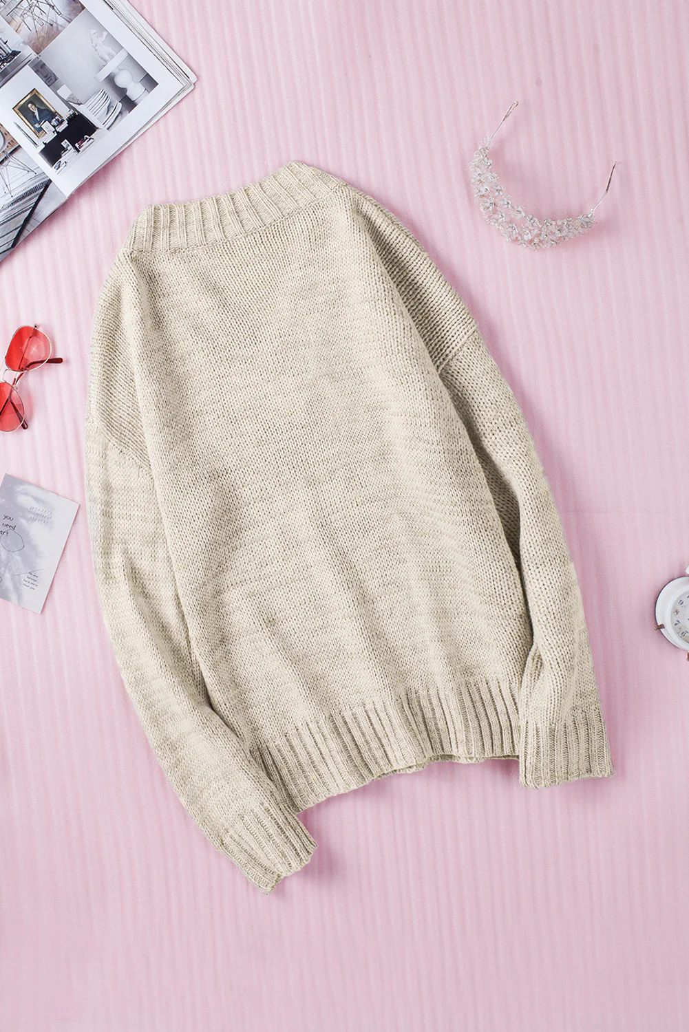 V-Neck Dropped Shoulder Sweater - Image 16