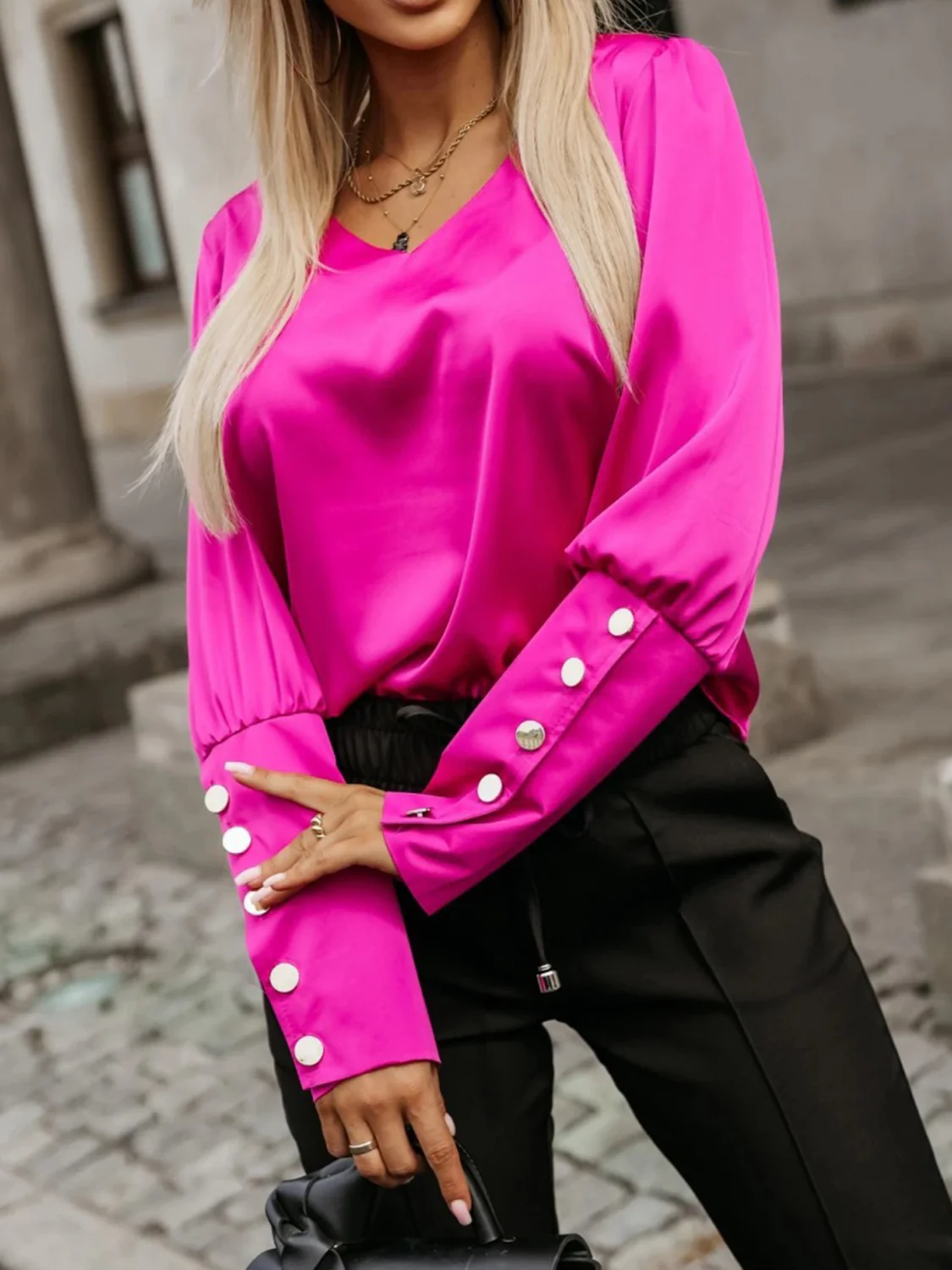 V-Neck Long Sleeve Blouse - Image 10