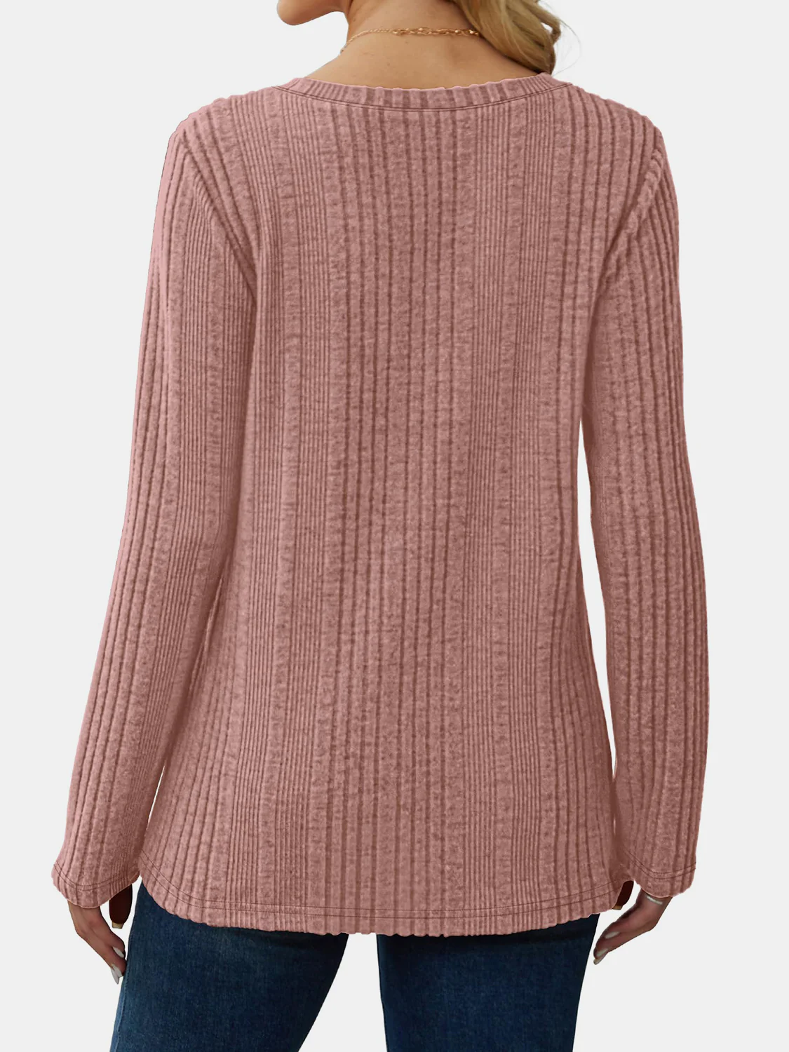V-Neck Long Sleeve T-Shirt - Image 18
