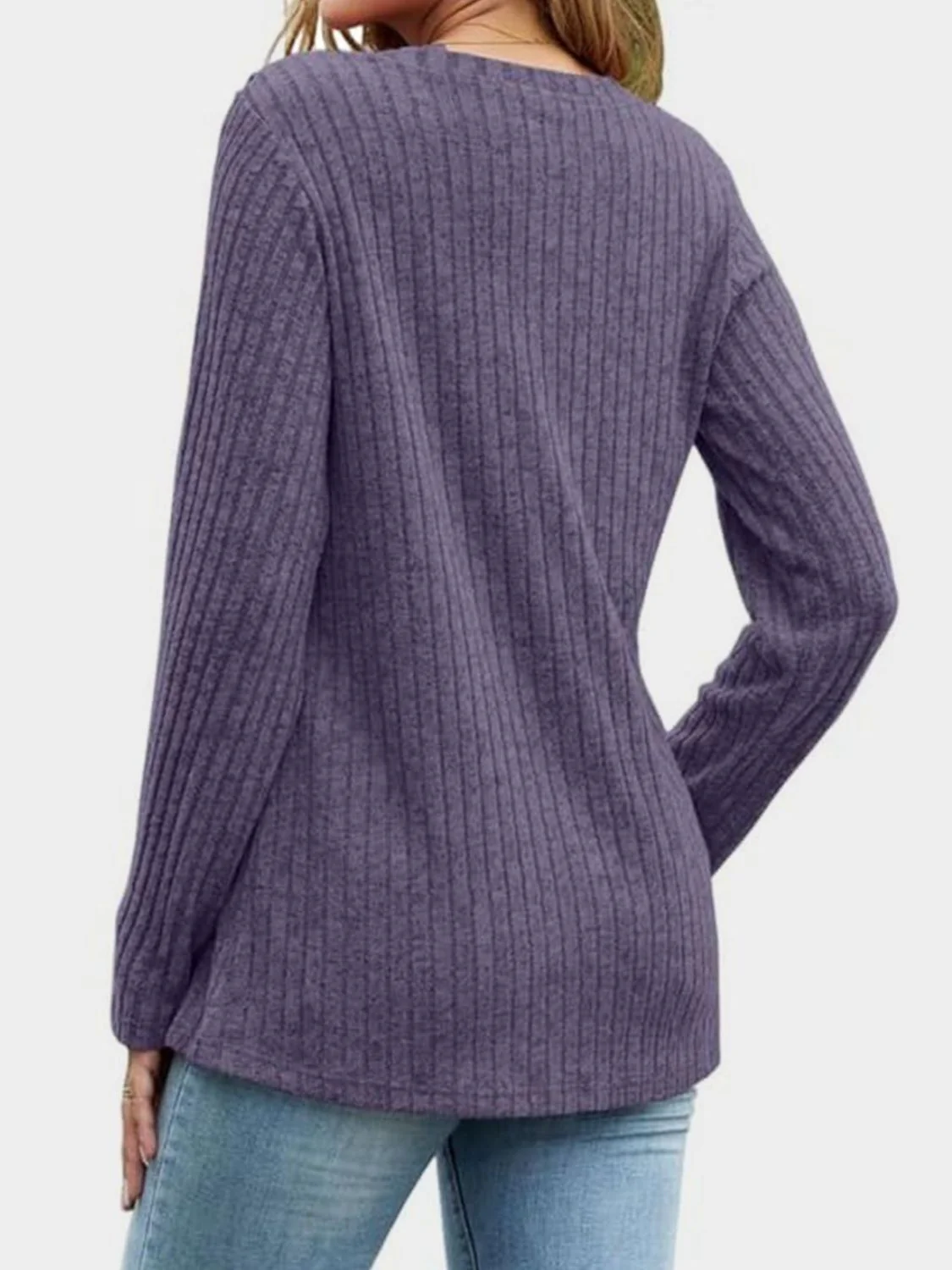 V-Neck Long Sleeve T-Shirt - Image 10