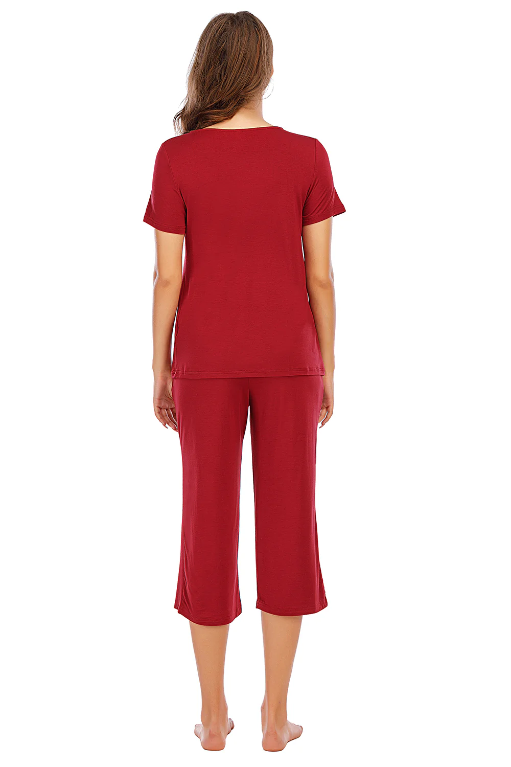 V-Neck Short Sleeve Top and Pants Lounge Set - Image 11