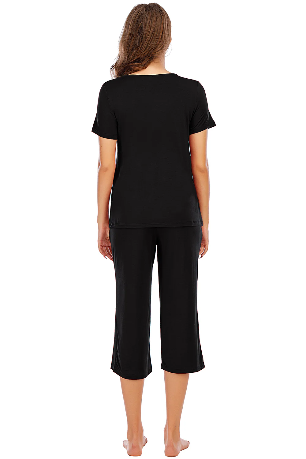V-Neck Short Sleeve Top and Pants Lounge Set - Image 7