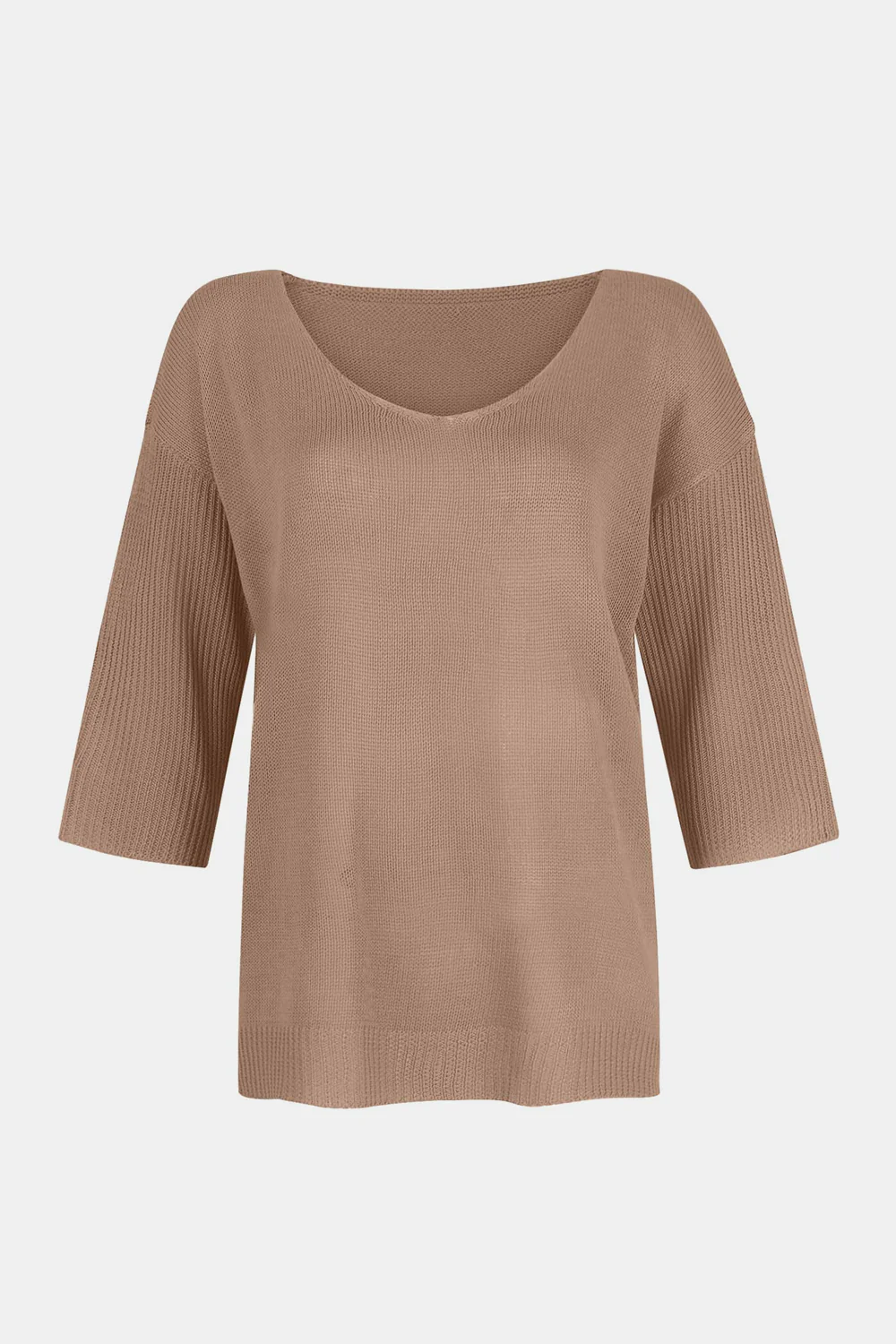 V-Neck Three-Quarter Sleeve Knit Top - Image 5