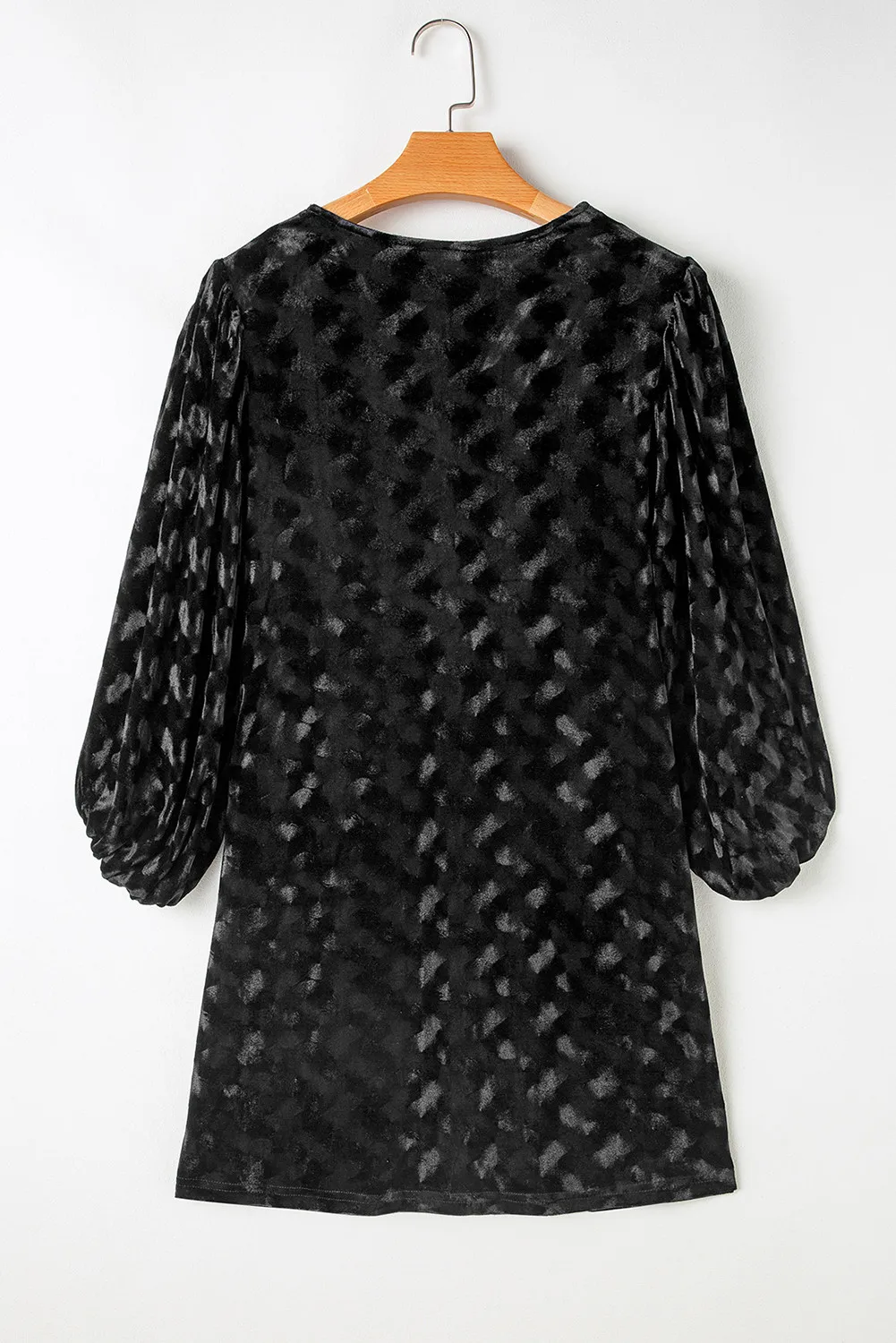 V-Neck Three-Quarter Sleeve Velvet Mini Dress - Image 7