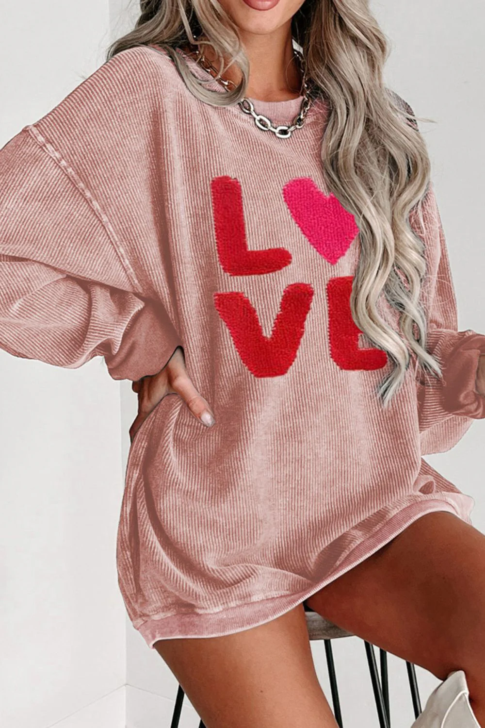 Valentine’s Day LOVE Round Neck Long Sleeve Sweatshirt - Image 6