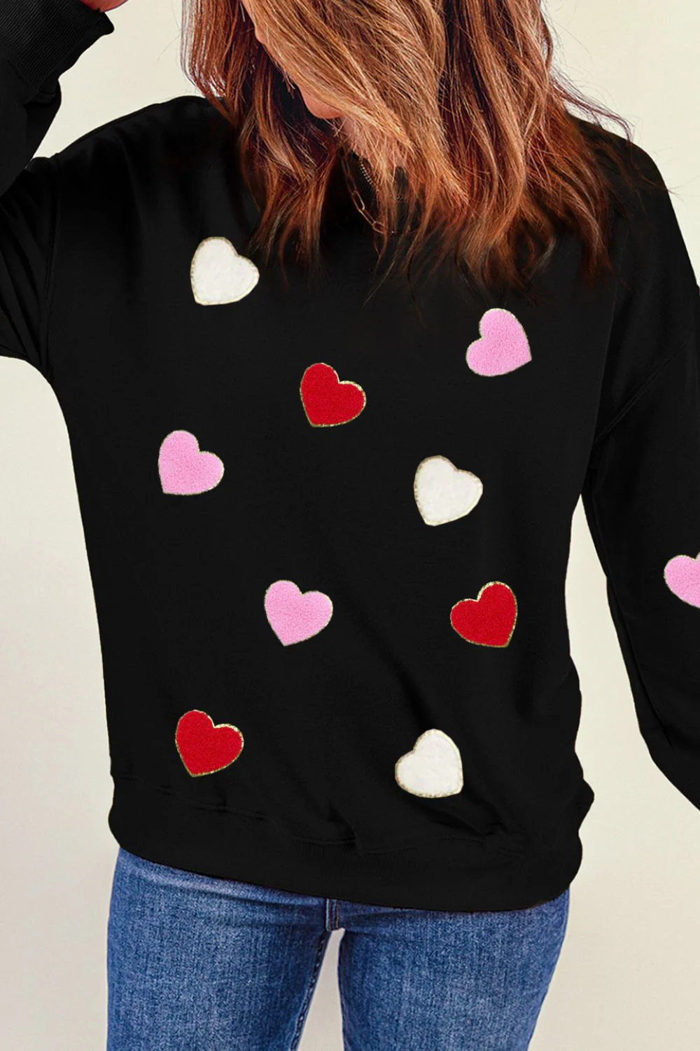 Valentine's Day Contrast Heart Long Sleeve Sweatshirt - Image 3