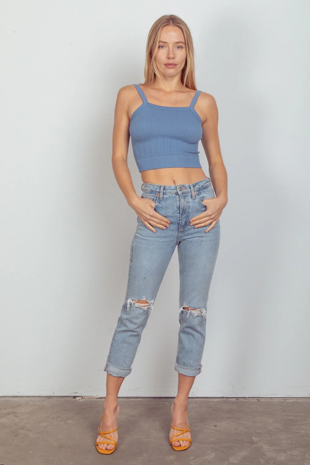 VERY J Cable Knit Seamless Cropped Cami - Image 5