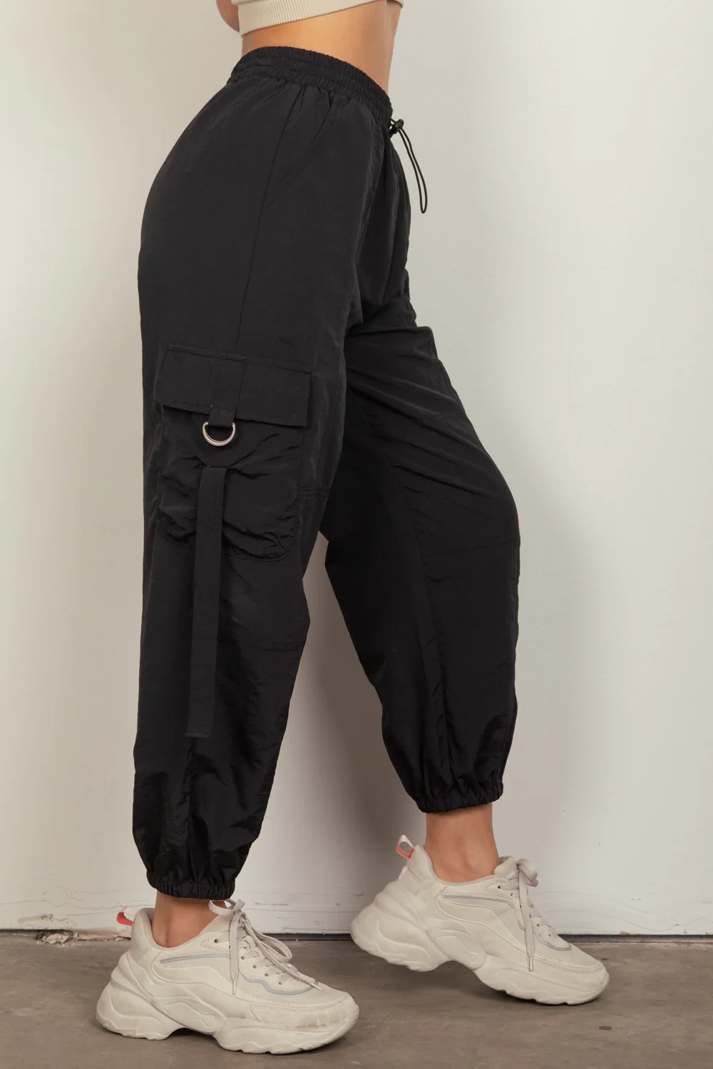 VERY J Elastic Waist Woven Cargo Pants - Image 3