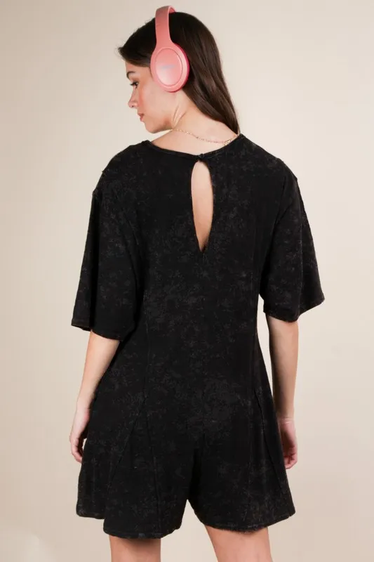 VERY J Mineral Washed Oversized Knit Comfy Romper - Image 3