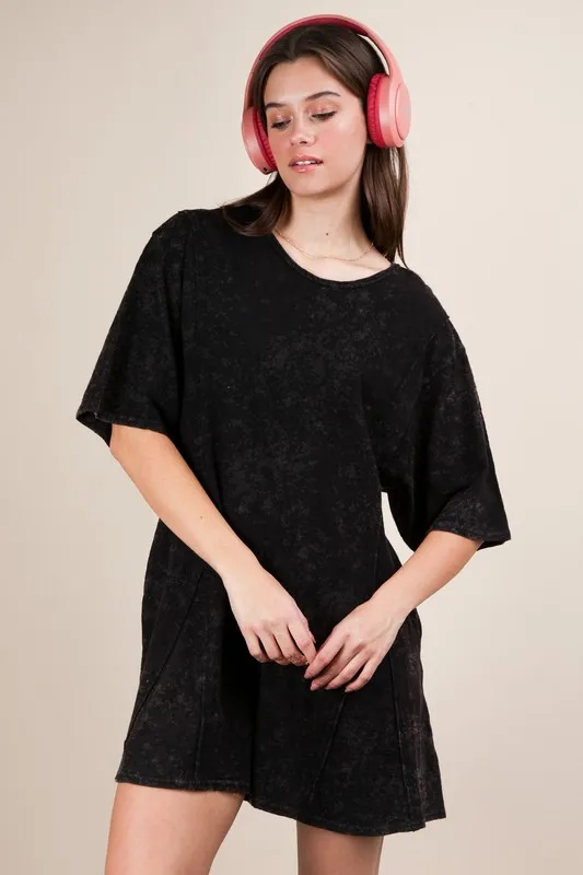 VERY J Mineral Washed Oversized Knit Comfy Romper - Image 5