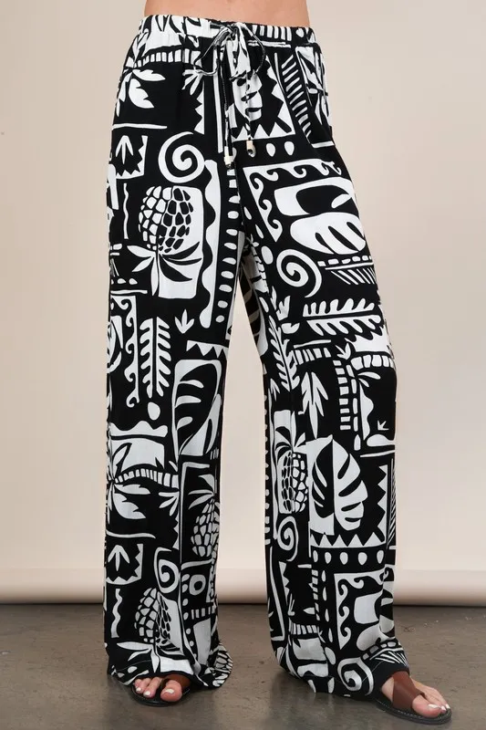 VERY J Printed Casual Wide Leg Resort Pants - Image 3