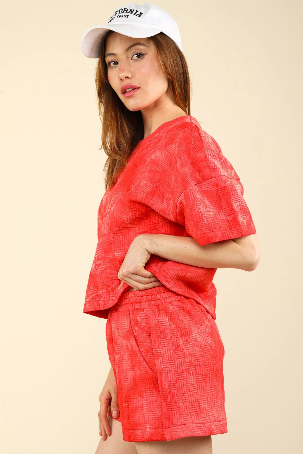 VERY J Quilted Washed Crop Top and Shorts Set - Image 3