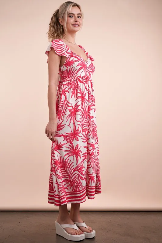 VERY J Tropical Printed Midi Summer Boho Dress - Image 3