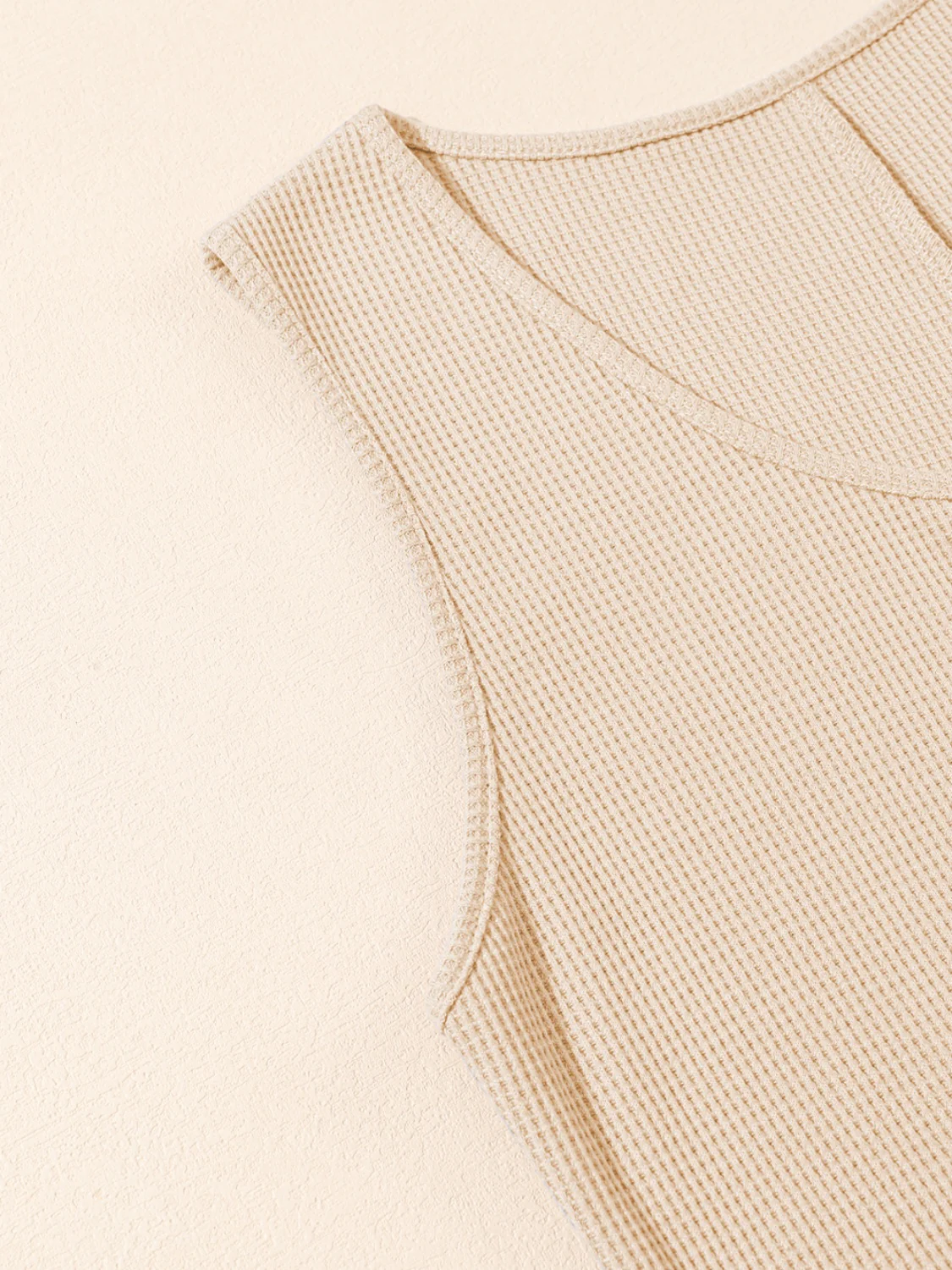 Waffle-Knit Half Button Sleeveless Romper with Pockets - Image 24