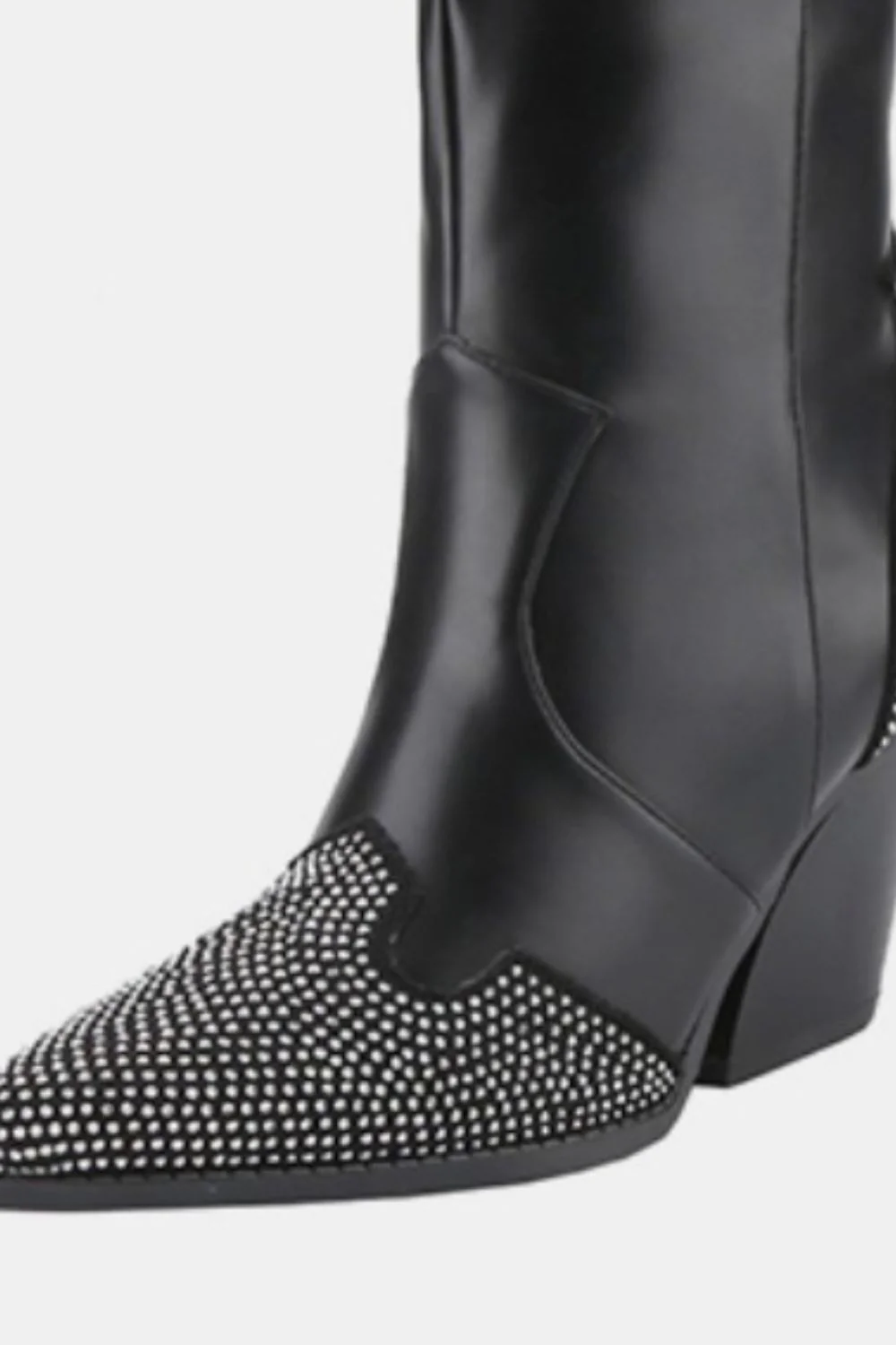 Weeboo Chunky Heel Rhinestone Decor Western Boots - Image 3