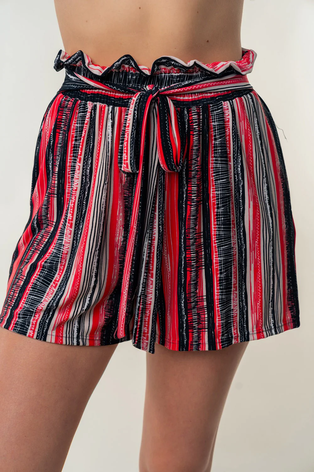 White Birch Full Size High Waisted Striped Shorts - Image 3