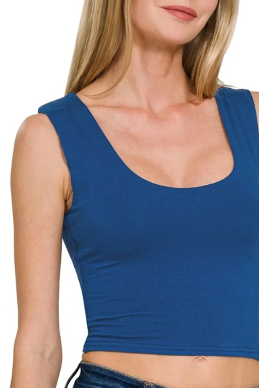 Zenana Double Layered Cropped Tank Top - Image 2
