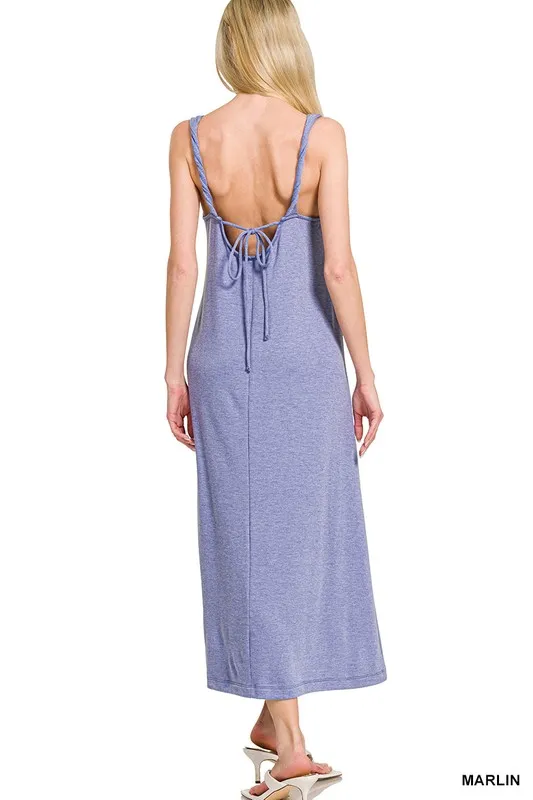 Zenana French Terry Twisted Strap Midi Dress - Image 2