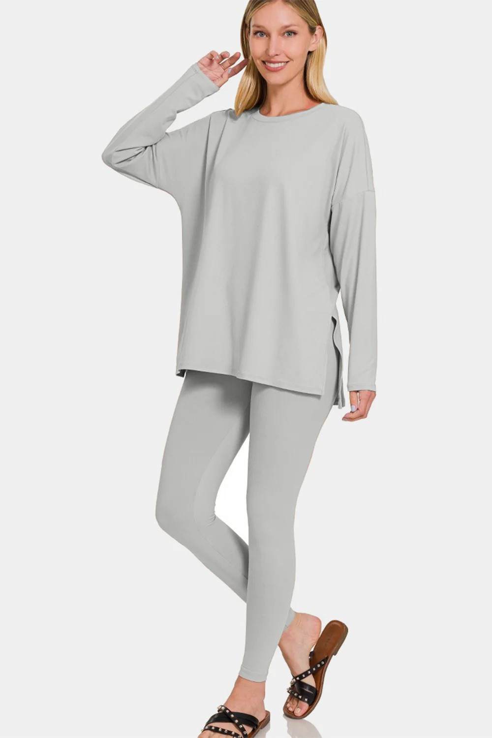 Zenana Full Size Brushed Microfiber Top and Leggings Lounge Set - Image 2