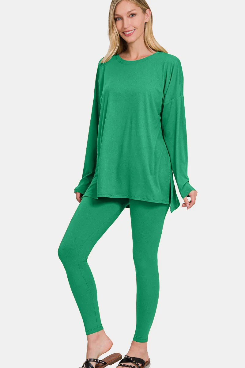 Zenana Full Size Brushed Microfiber Top and Leggings Lounge Set - Image 2