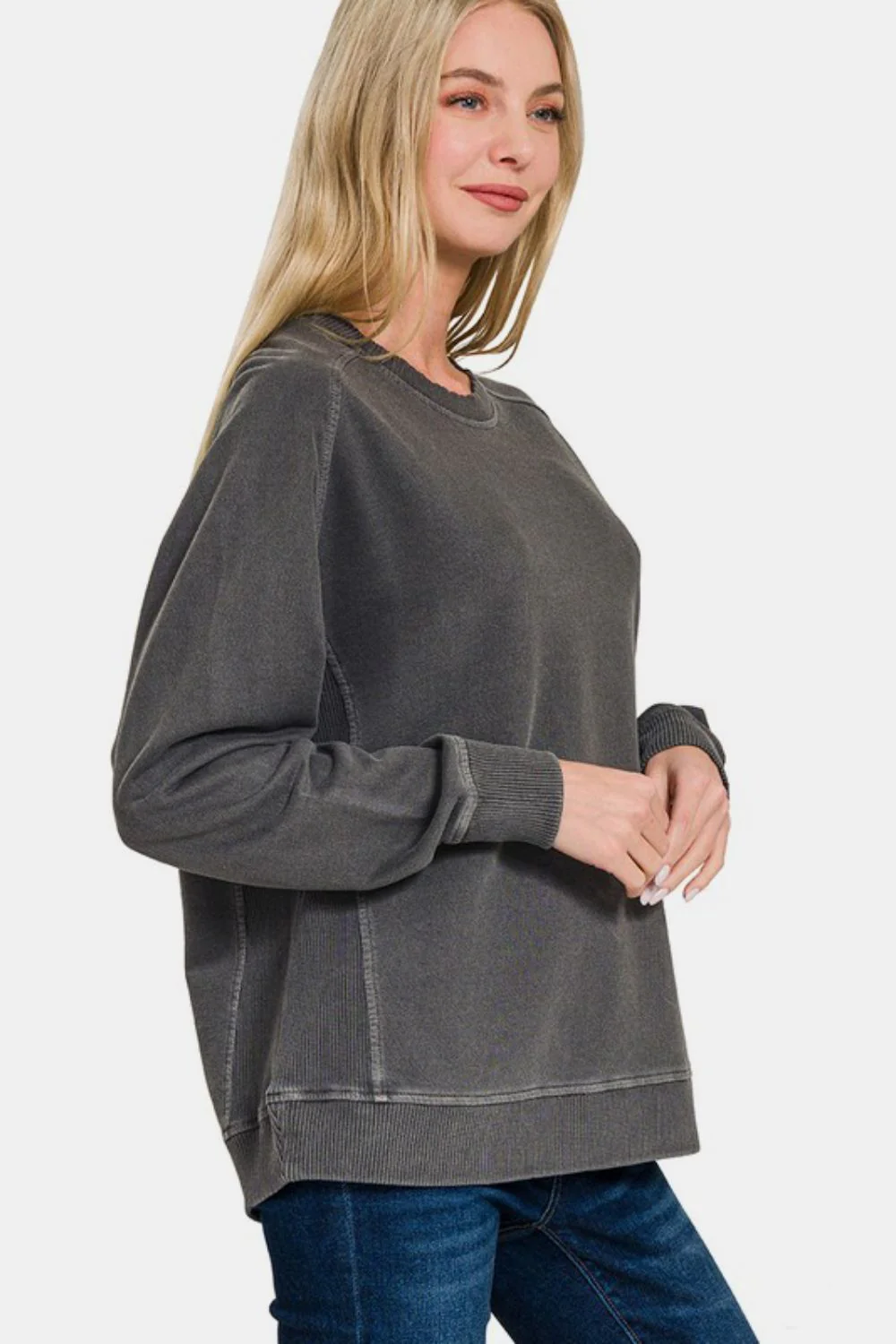 Zenana Full Size Pigment Dyed French Terry Sweatshirt - Image 3