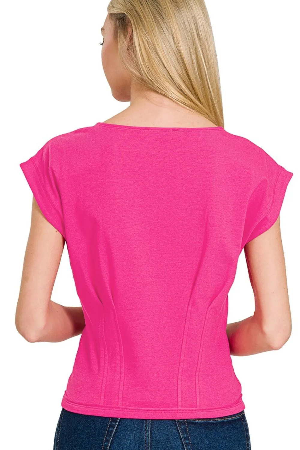 Zenana Gathered Waist Round Neck Top - Image 2