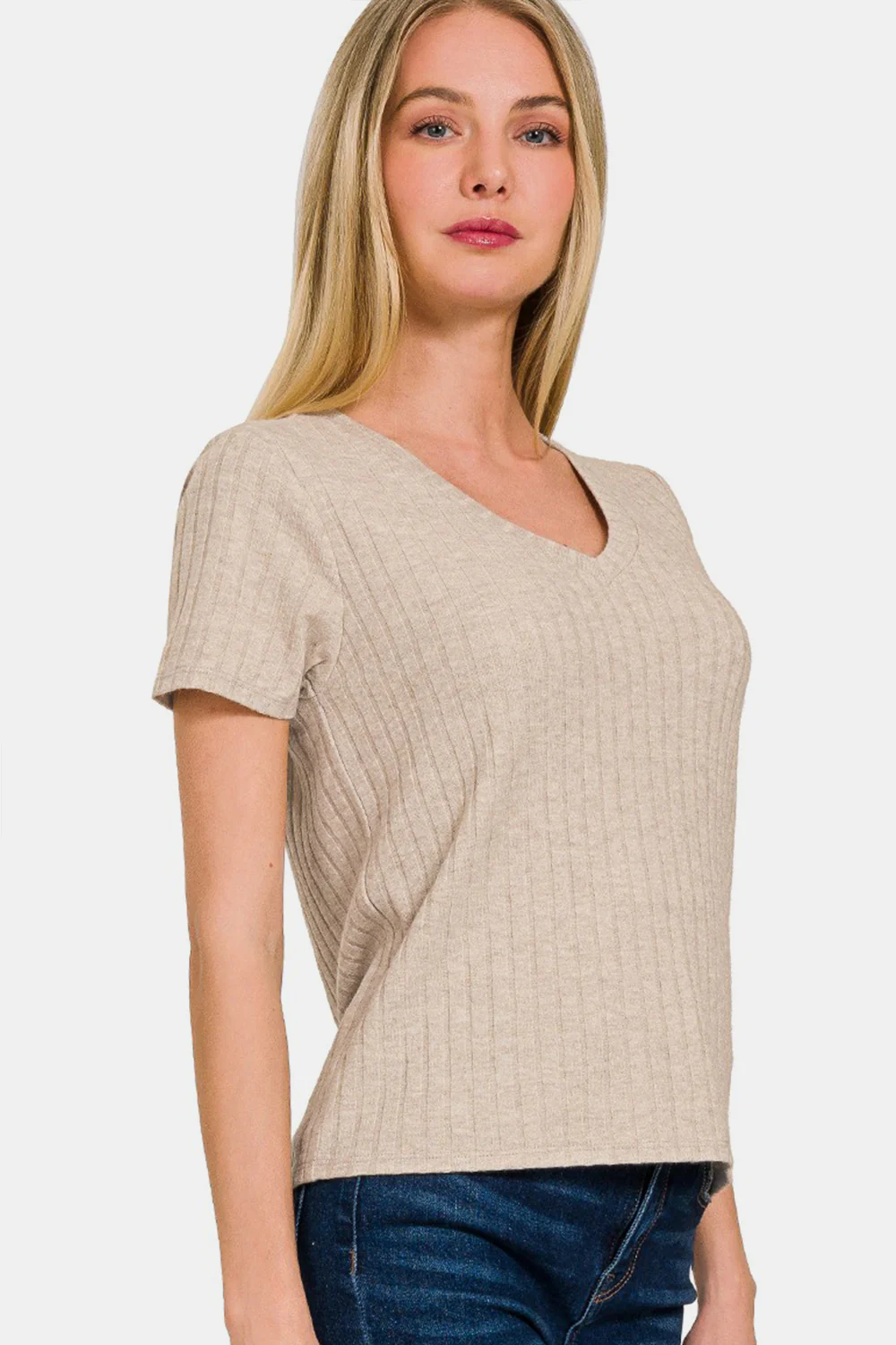 Zenana Ribbed Short Sleeve T-Shirt - Image 2