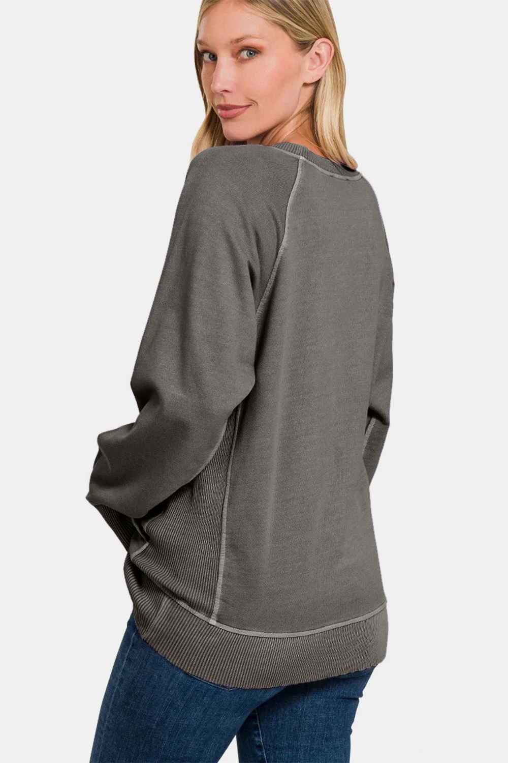 Zenana Round Neck Long Sleeve Sweatshirt - Image 2