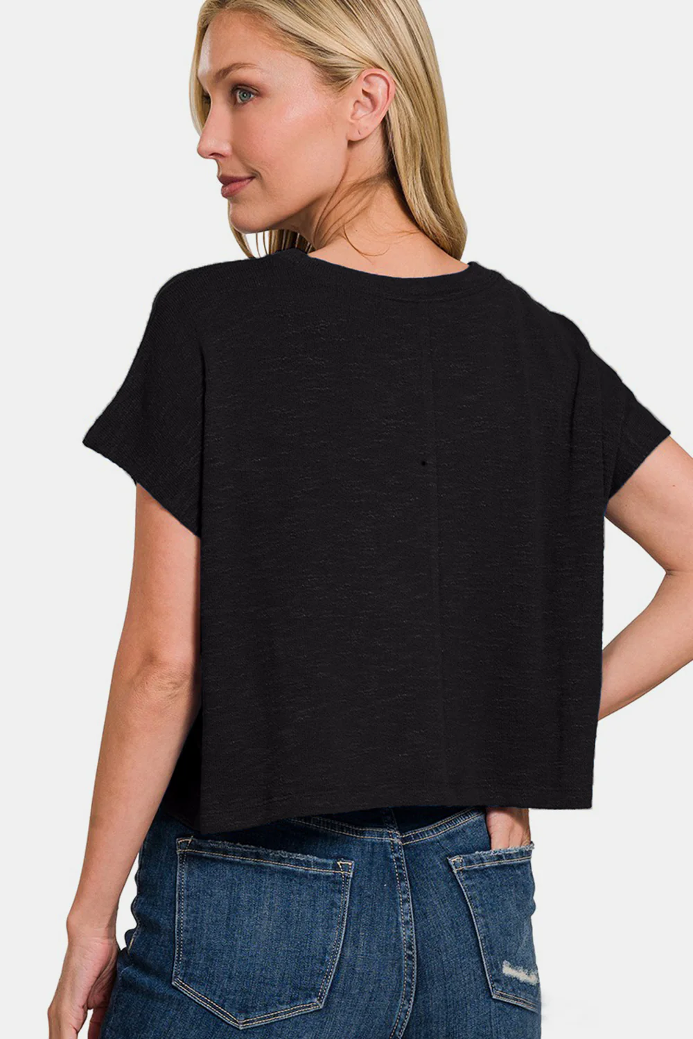 Zenana Round Neck Short Sleeve Crop T-Shirt - Image 2
