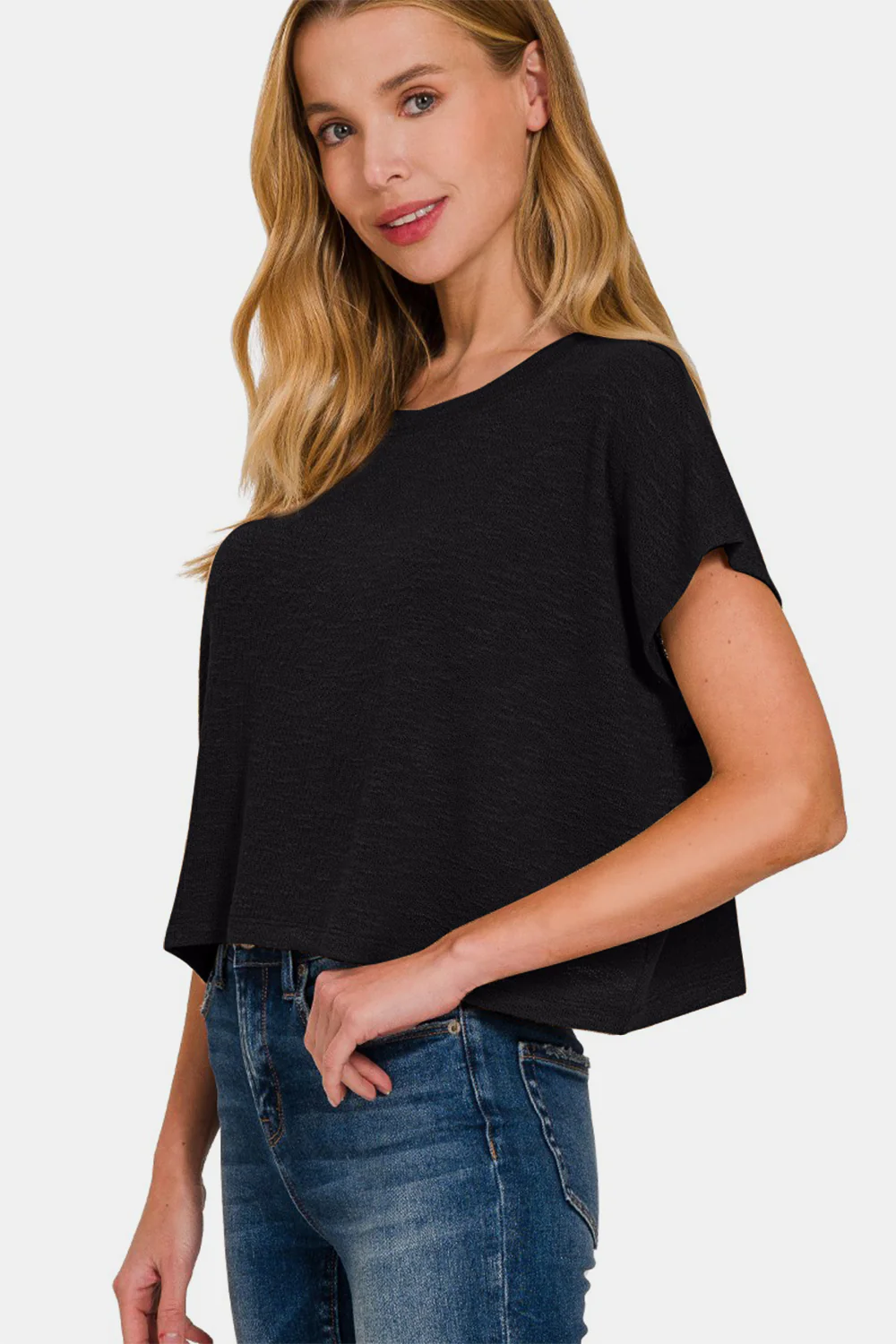 Zenana Round Neck Short Sleeve Crop T-Shirt - Image 3