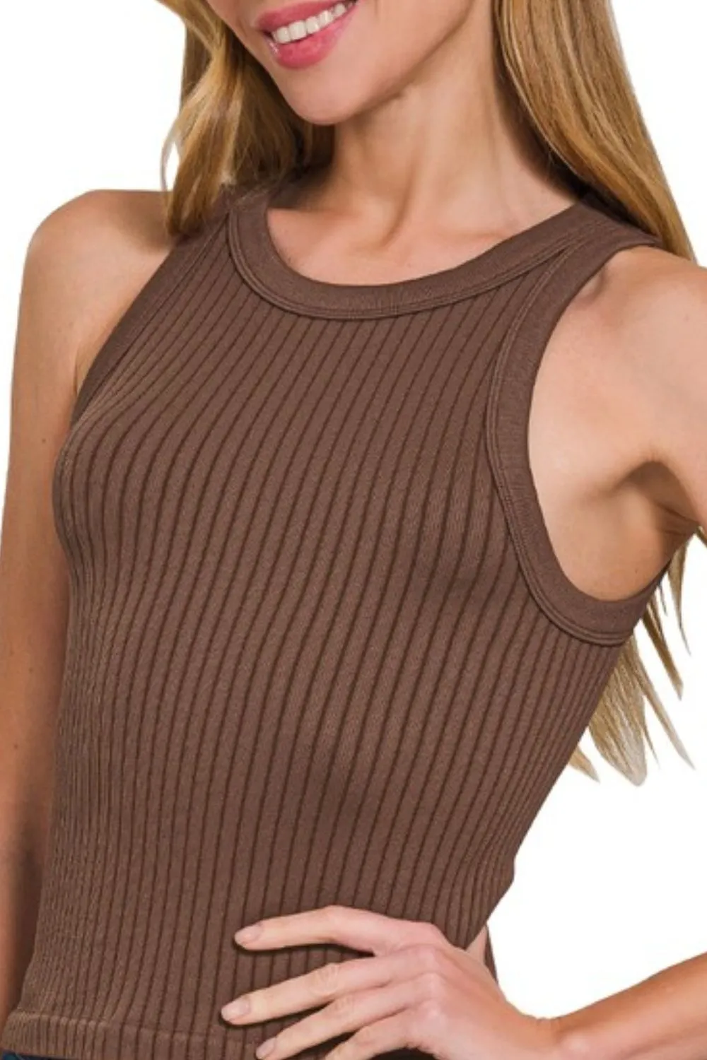 Zenana Seamless Ribbed Crop Tank - Image 2