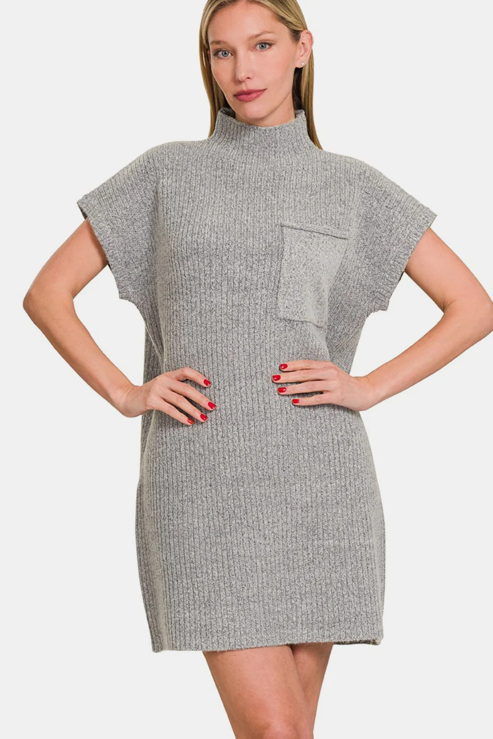 Zenana Short Sleeve Sweater Mini Dress - Image 2
