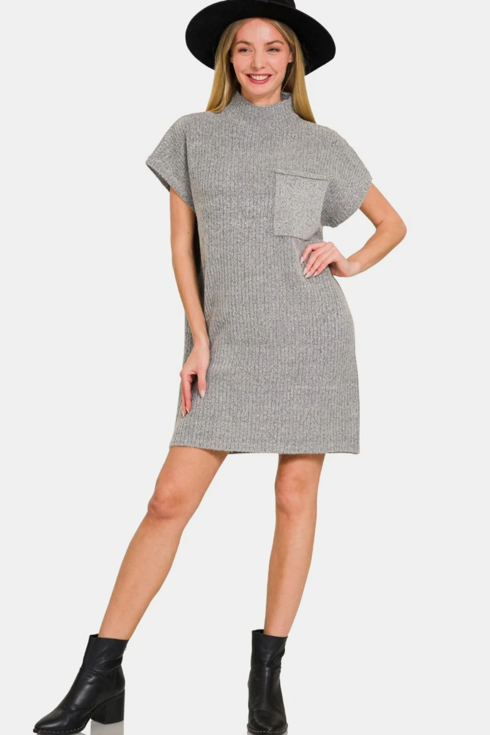 Zenana Short Sleeve Sweater Mini Dress - Image 3