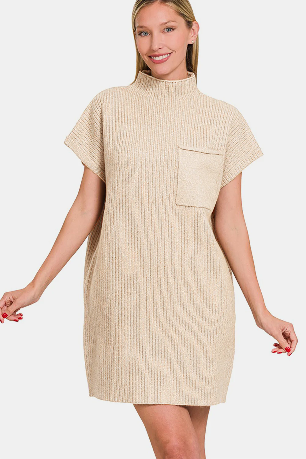 Zenana Short Sleeve Sweater Mini Dress - Image 3