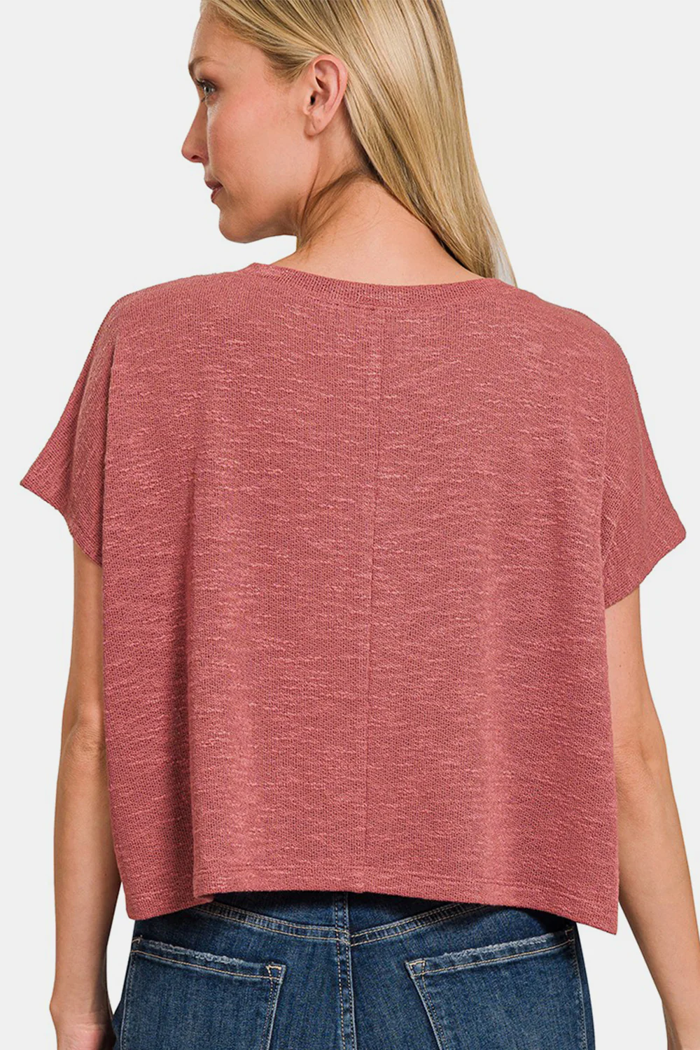Zenana V-Neck Short Sleeve Crop T-Shirt - Image 2