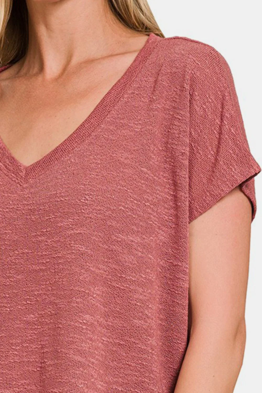 Zenana V-Neck Short Sleeve Crop T-Shirt - Image 3