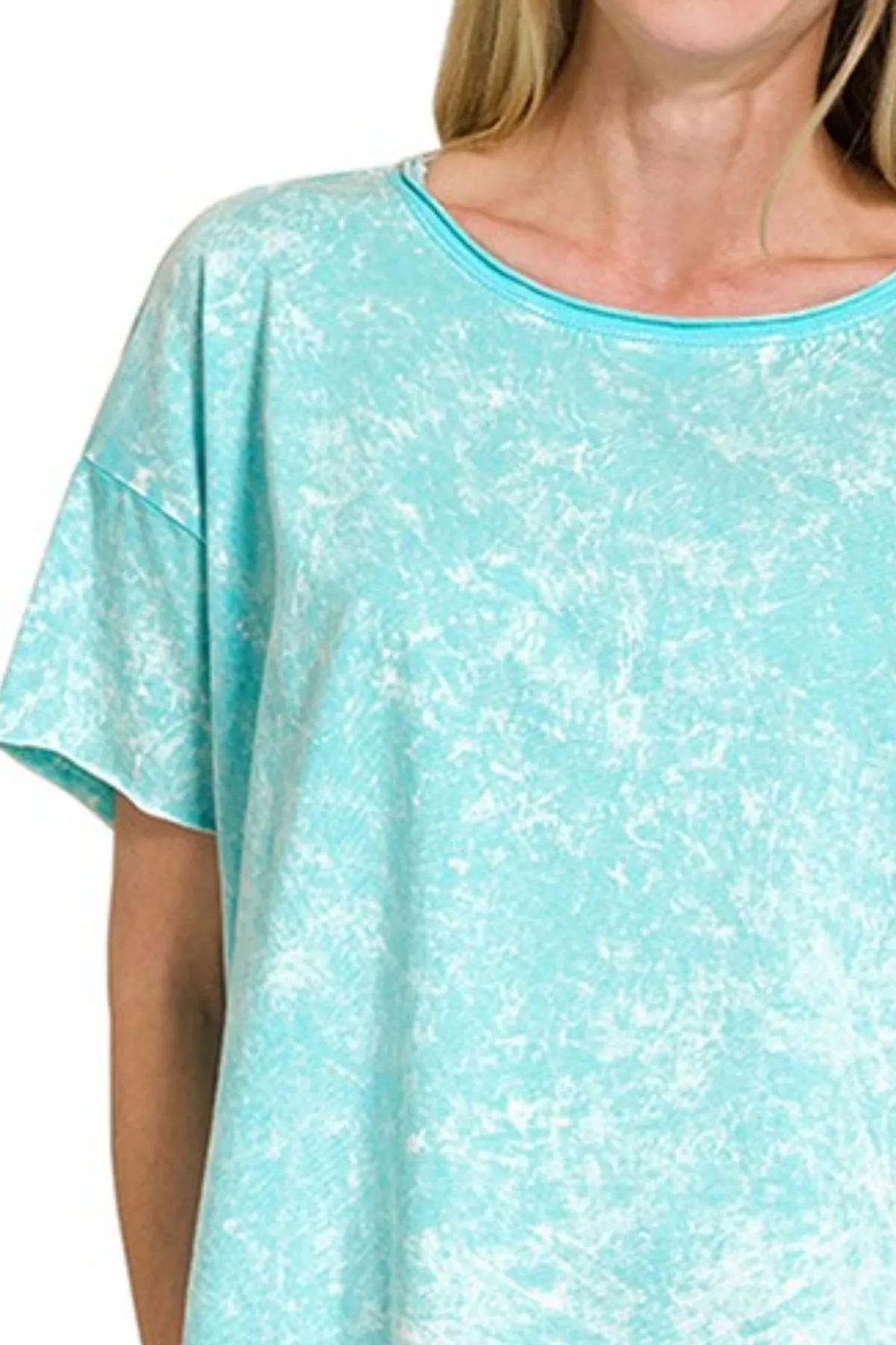 Zenana Washed Crew Neck Short Sleeve Crop Box Tee - Image 2