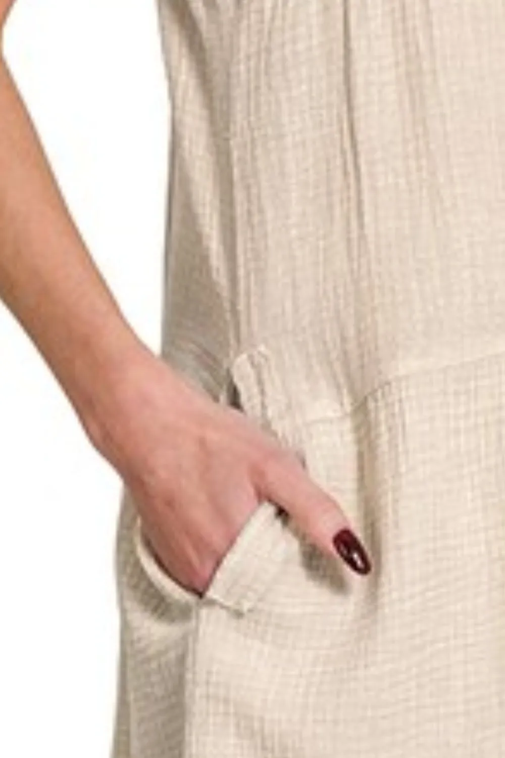 Zenana Washed Double Gauze Raw Edge V-neck Dress - Image 3