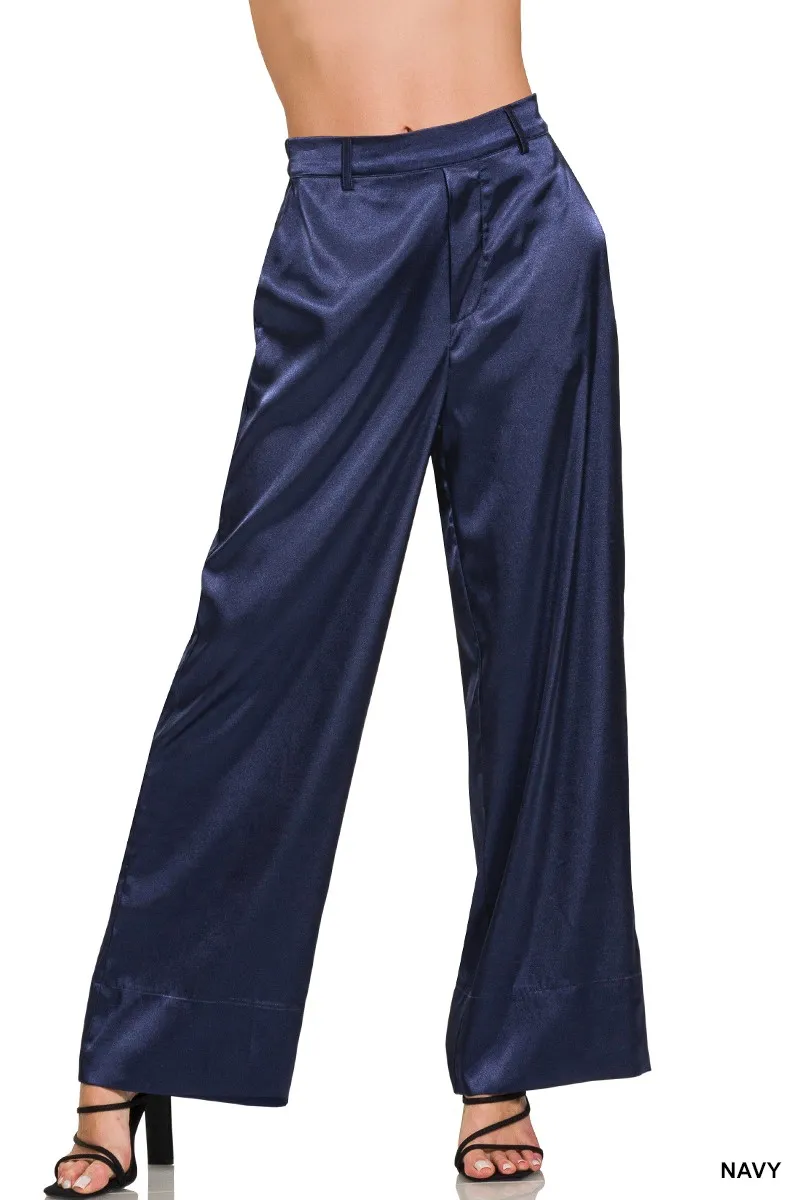 Zenana Wide-Leg Satin Pants - Image 2