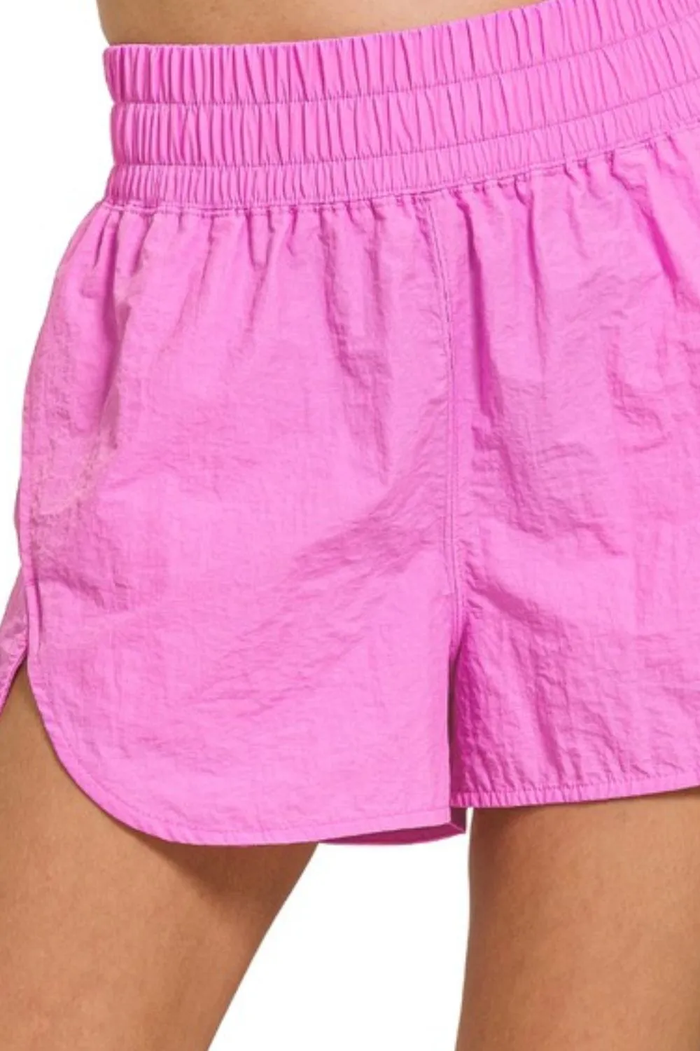 Zenana Windbreaker Smocked Waistband Running Shorts - Image 2